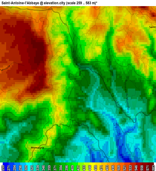 Saint-Antoine-l'Abbaye elevation map