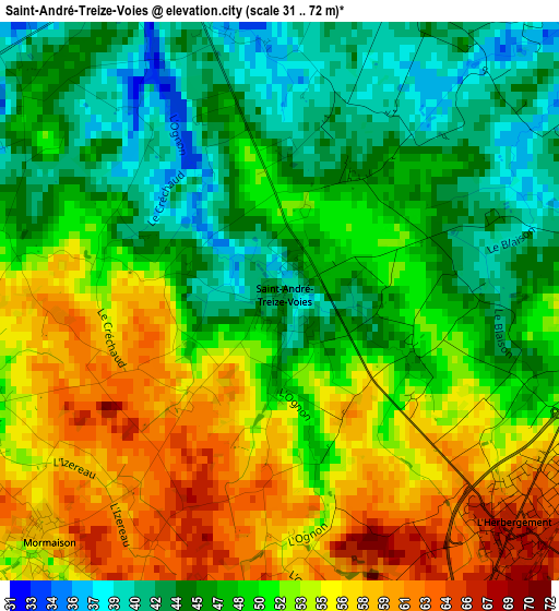 Saint-André-Treize-Voies elevation map