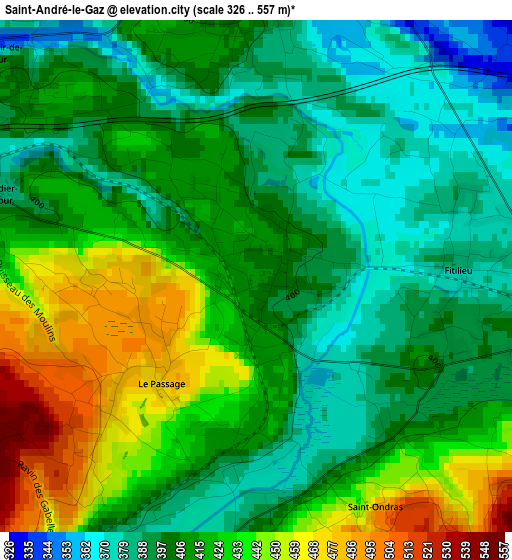 Saint-André-le-Gaz elevation map