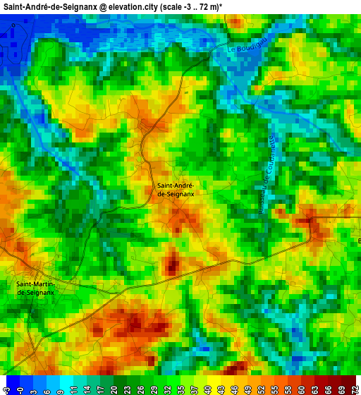 Saint-André-de-Seignanx elevation map