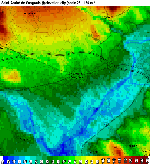 Saint-André-de-Sangonis elevation map