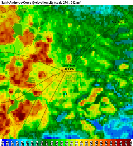 Saint-André-de-Corcy elevation map