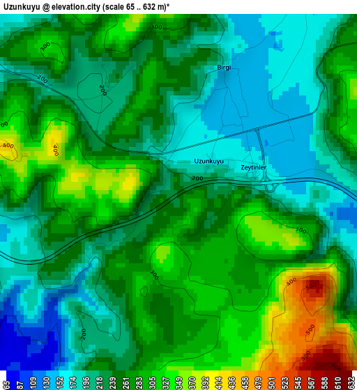 Uzunkuyu elevation map