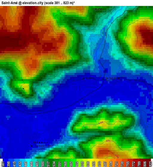 Saint-Amé elevation map