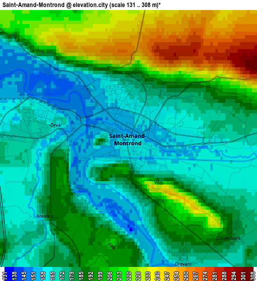 Saint-Amand-Montrond elevation map