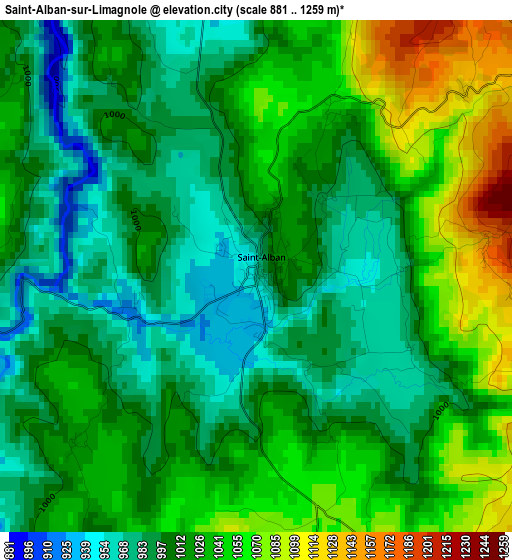 Saint-Alban-sur-Limagnole elevation map