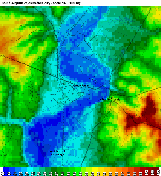 Saint-Aigulin elevation map