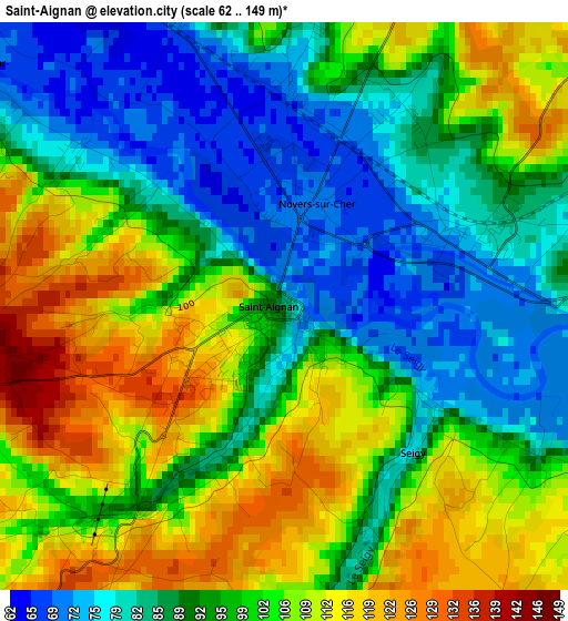 Saint-Aignan elevation map