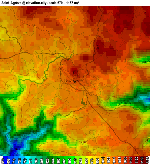 Saint-Agrève elevation map