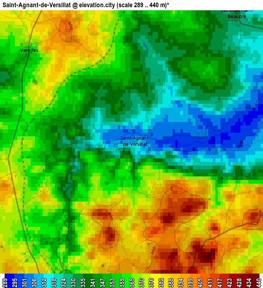 Saint-Agnant-de-Versillat elevation map