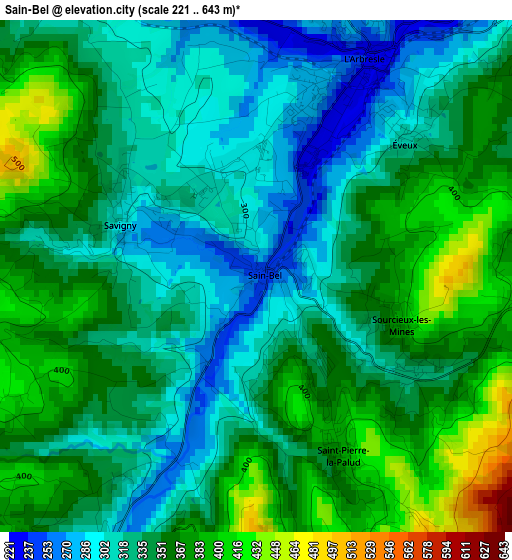 Sain-Bel elevation map