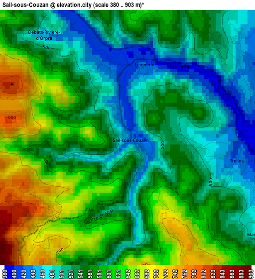 Sail-sous-Couzan elevation map