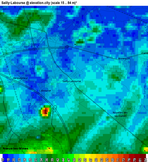 Sailly-Labourse elevation map