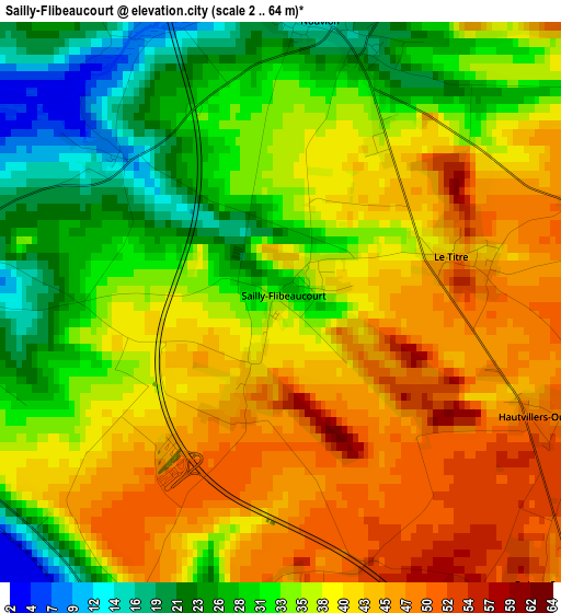 Sailly-Flibeaucourt elevation map