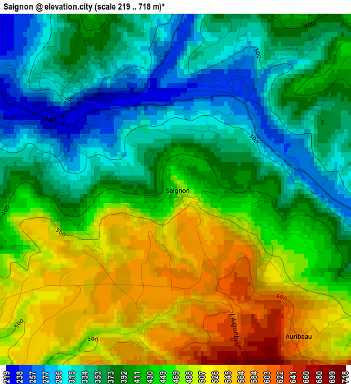 Saignon elevation map