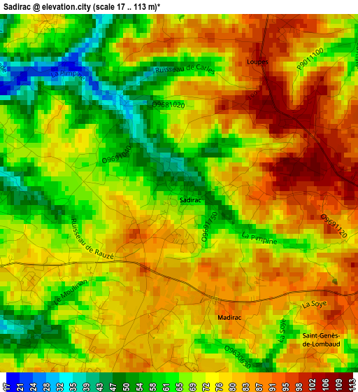 Sadirac elevation map