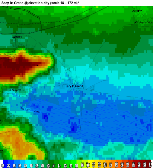 Sacy-le-Grand elevation map