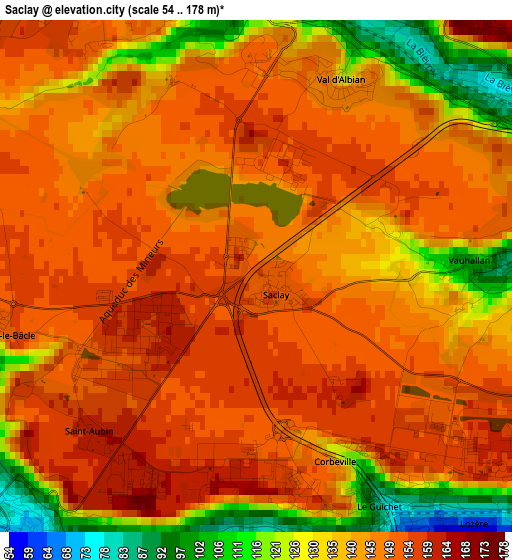 Saclay elevation map