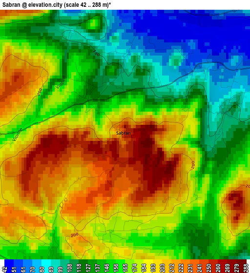 Sabran elevation map