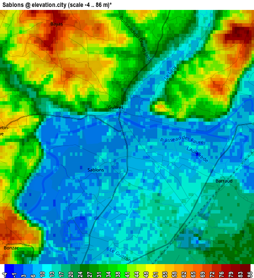 Sablons elevation map