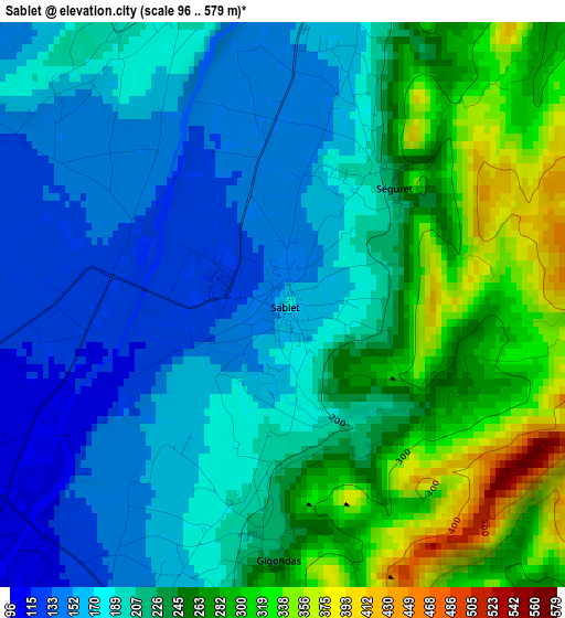 Sablet elevation map