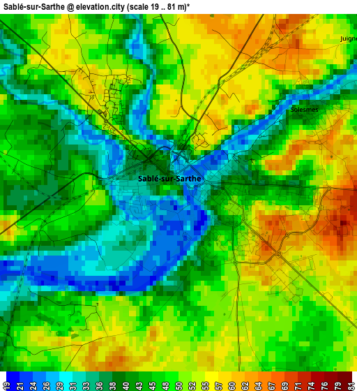 Sablé-sur-Sarthe elevation map