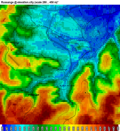 Russange elevation map