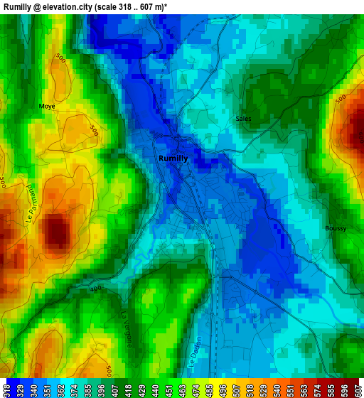 Rumilly elevation map