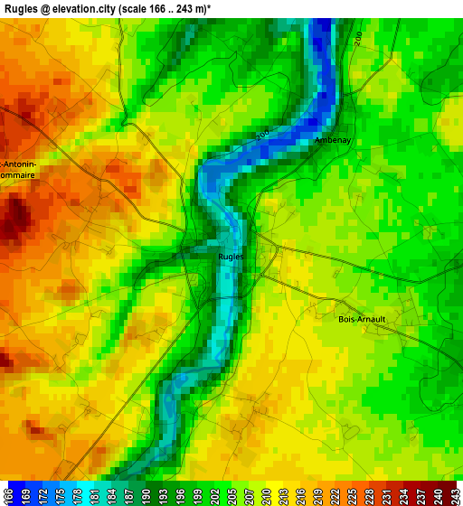 Rugles elevation map