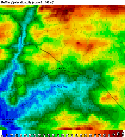 Ruffiac elevation map