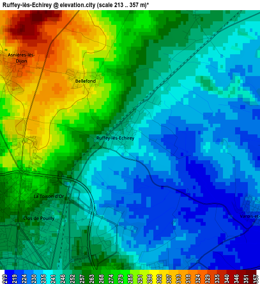 Ruffey-lès-Echirey elevation map