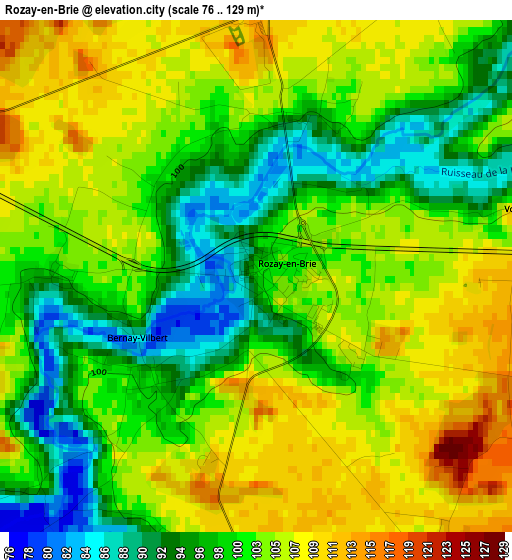 Rozay-en-Brie elevation map