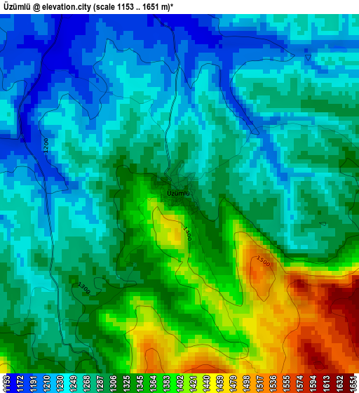 Üzümlü elevation map