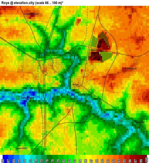 Roye elevation map