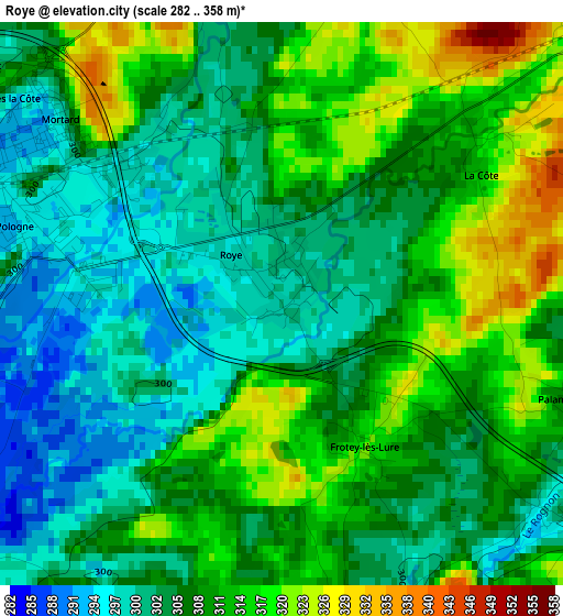 Roye elevation map