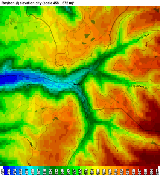 Roybon elevation map