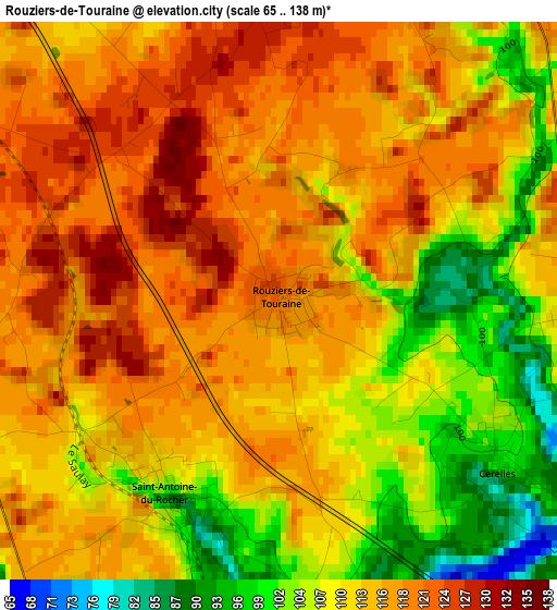 Rouziers-de-Touraine elevation map