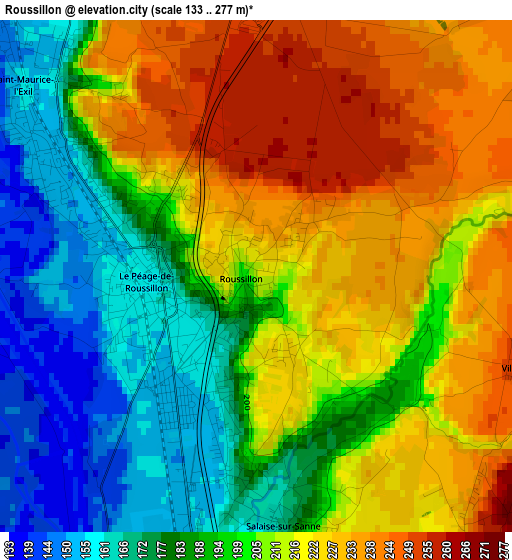 Roussillon elevation map