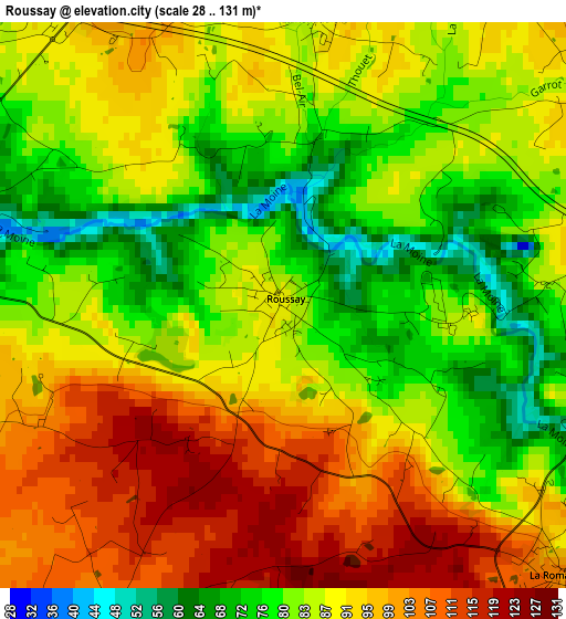 Roussay elevation map