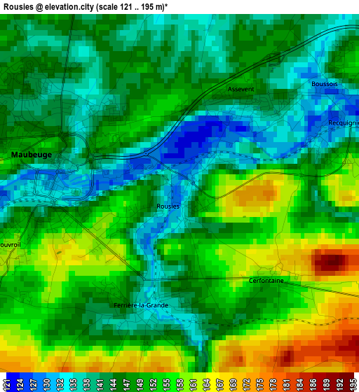 Rousies elevation map