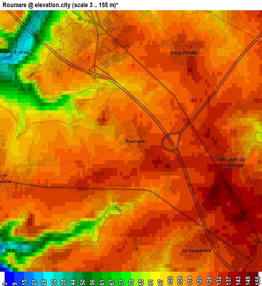 Roumare elevation map