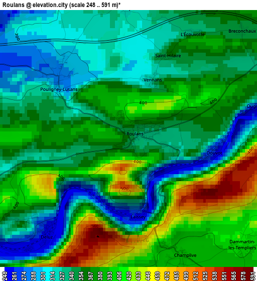 Roulans elevation map