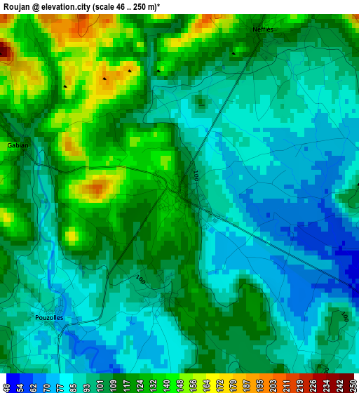 Roujan elevation map