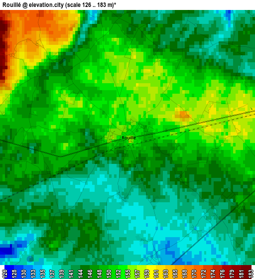 Rouillé elevation map