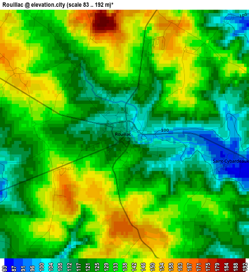 Rouillac elevation map