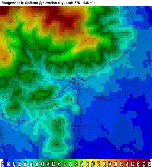 Rougemont-le-Château elevation map
