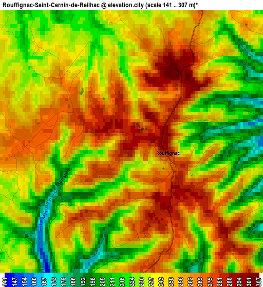 Rouffignac-Saint-Cernin-de-Reilhac elevation map