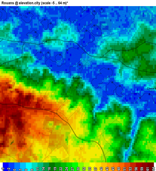 Rouans elevation map