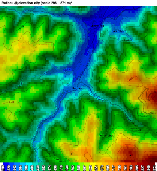 Rothau elevation map