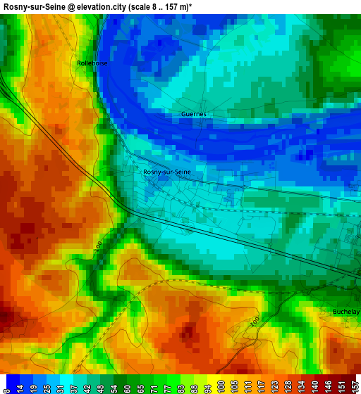 Rosny-sur-Seine elevation map